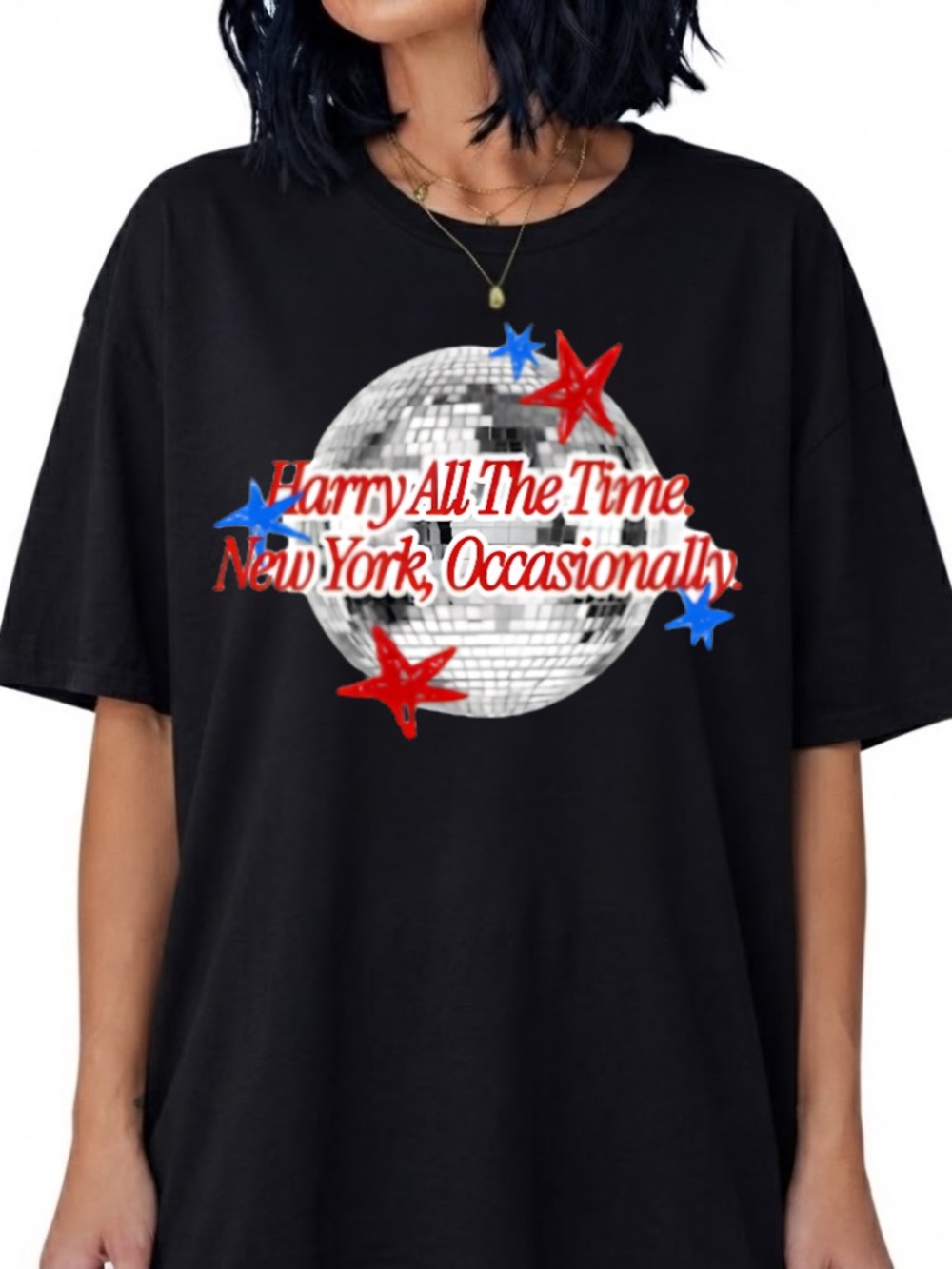 Harry Styles All The Time New York Occasionally Disco Ball Stars Vintage Black